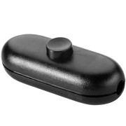 BLACK BUTTON INLINE CABLE LAMP LIGHT SWITCH - DYKE & DEAN